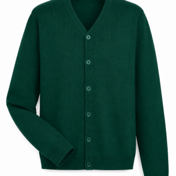 Dark Green V-Neck Knit Cardigan