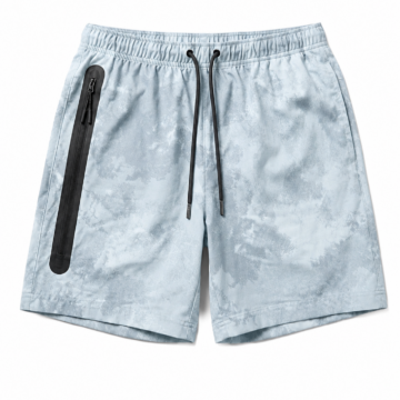 Blue Tie-Dye Relaxed Fit Drawstring Shorts