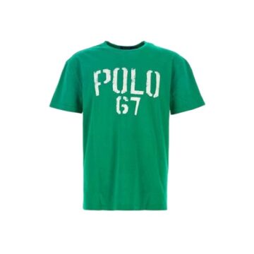 Green Polo T-Shirt with Graphic Print