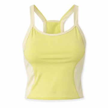 Pale Yellow Racerback Tank Top with Contrast Panels