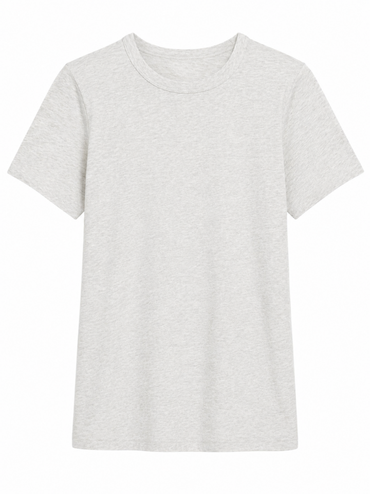 Light Heather Grey Classic Crew Neck Short-Sleeve T-Shirt