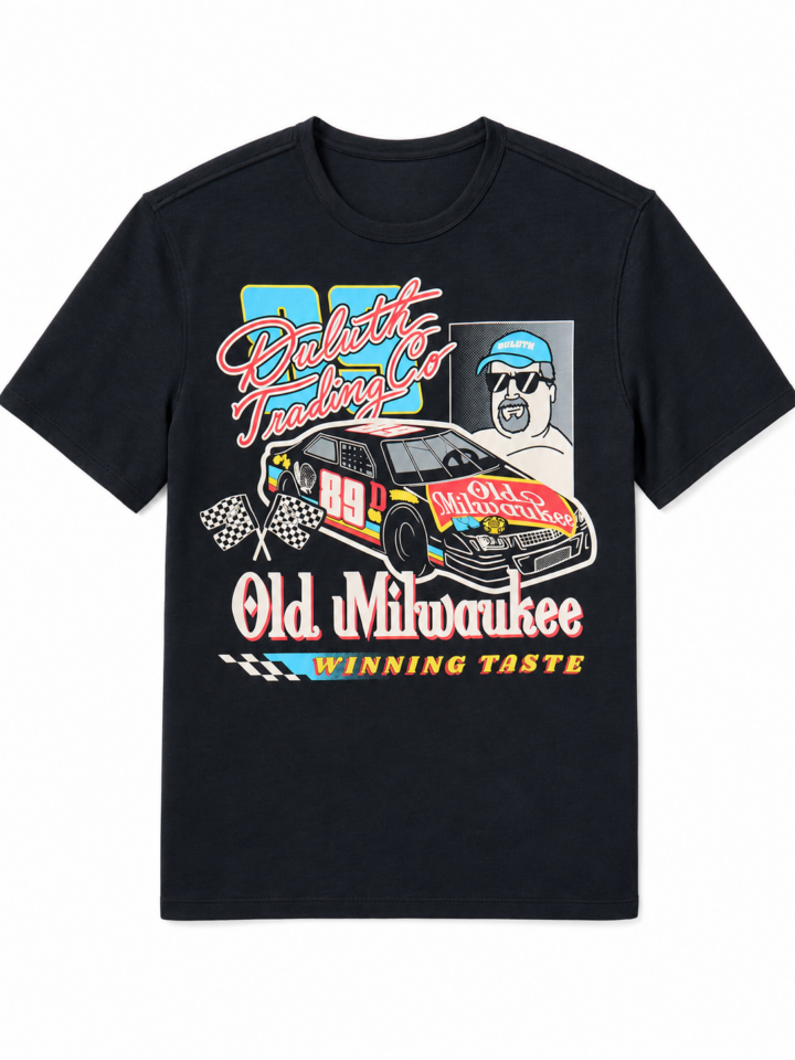 Black Retro Graphic T-Shirt with Vintage Car Print