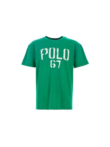 Green Polo T-Shirt with Graphic Print