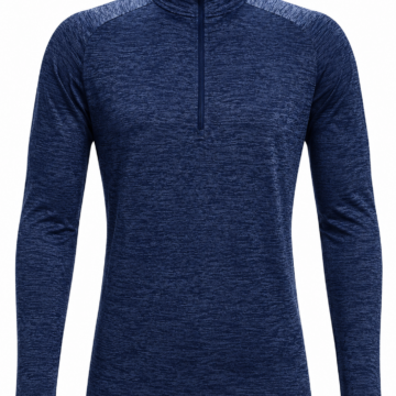 Navy Heathered Quarter-Zip Pullover with Mock Neck