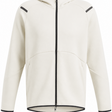 Off-White Full-Zip Hoodie with Black Contrast Details