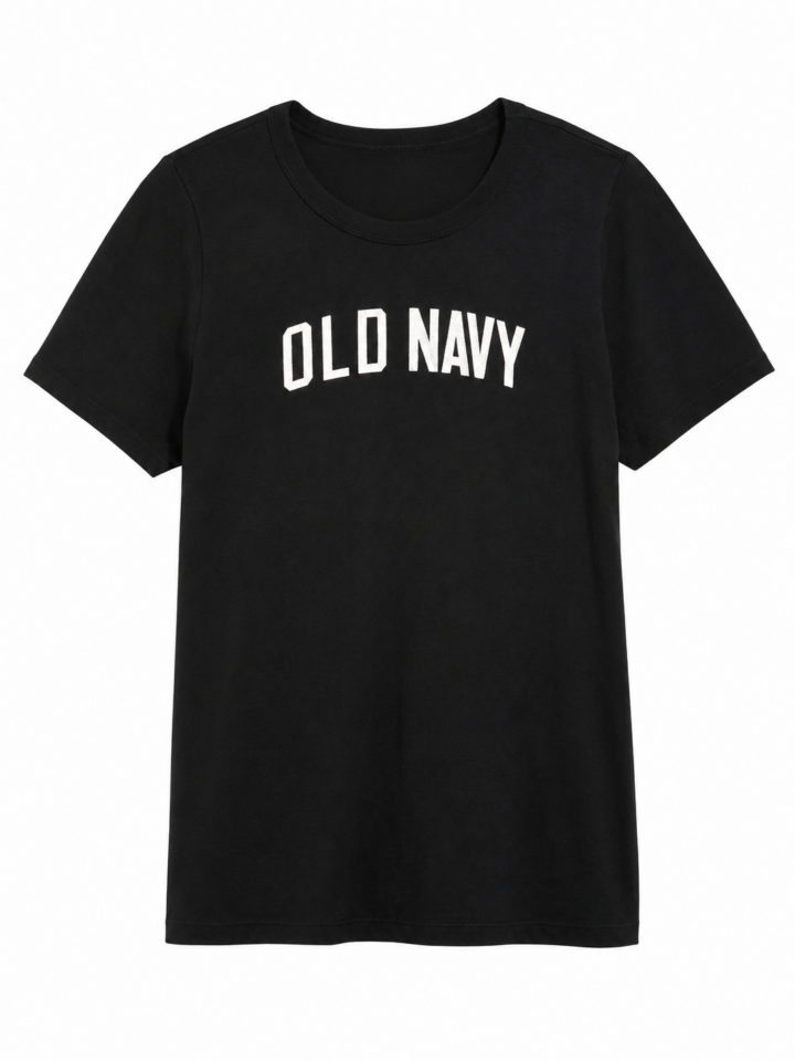 Black Classic Crewneck T-Shirt with White Brand Graphic