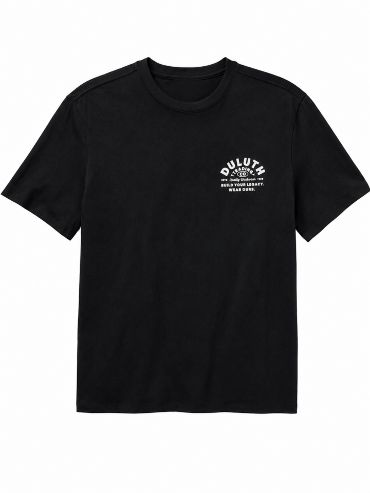 Solid Black Relaxed Fit T-Shirt with Small Chest Print