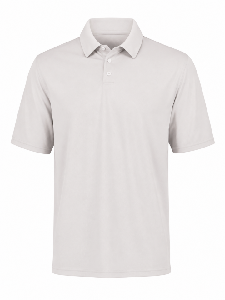 White Classic Fit Short-Sleeve Polo Shirt with Ribbed Collar