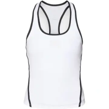 White Racerback Athletic Tank Top with Contrast Stitching