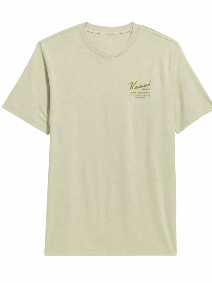 Pale Sage Green Crewneck T-Shirt with Small Chest Print