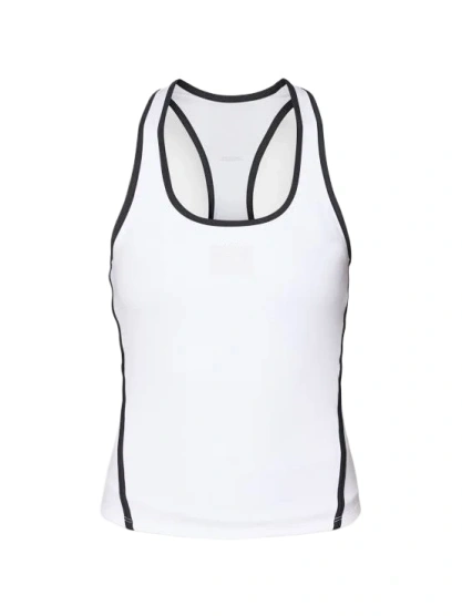 White Racerback Athletic Tank Top with Contrast Stitching