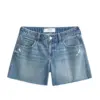 Medium-Wash Blue High-Rise Distressed Denim Shorts