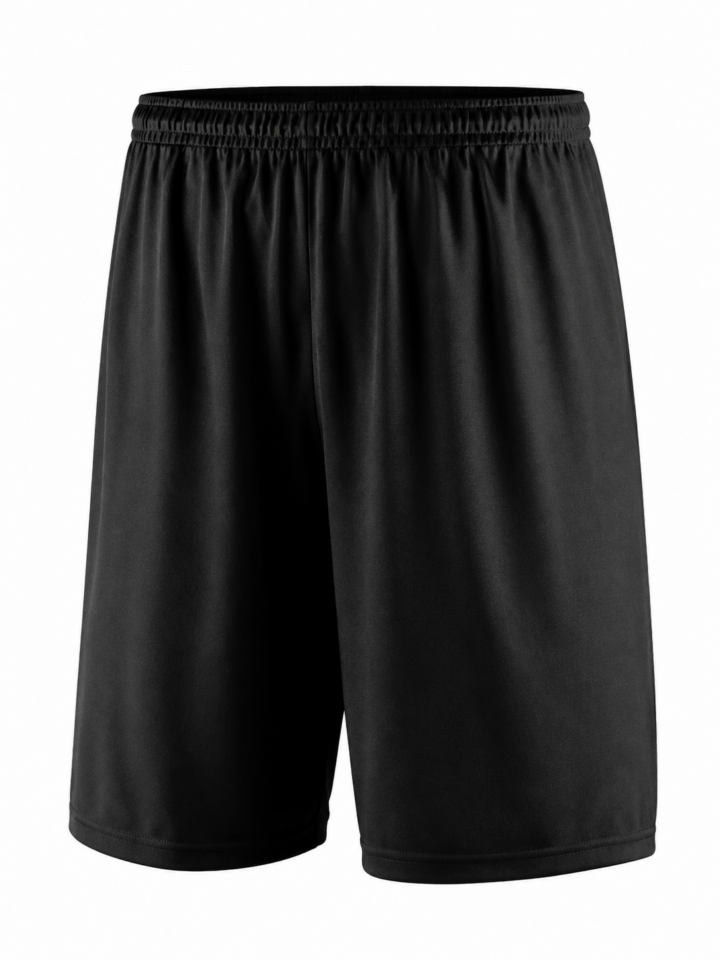 Black Relaxed Fit Athletic Shorts with Elastic Waistband