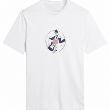 White Guitar Graphic Crew Neck T-Shirt