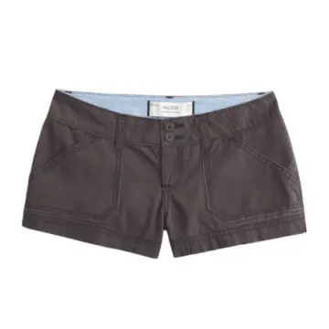 Dark Grey Straight-Fit Denim Shorts with Contrast Stitching