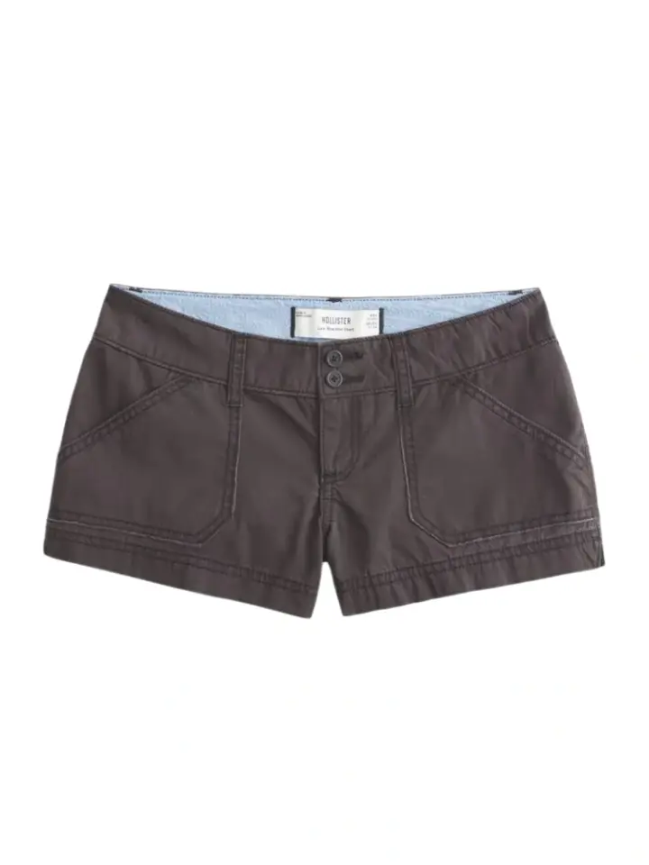 Dark Grey Straight-Fit Denim Shorts with Contrast Stitching