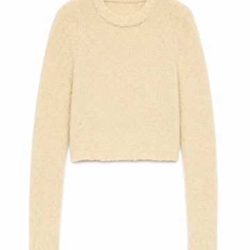 Cream Cropped Boucle Sweater