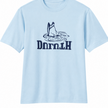 Light Blue Shark Graphic T-Shirt with Text