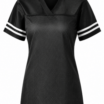 Black Mesh Short-Sleeve T-Shirt with V-Neck (Athletic Style)