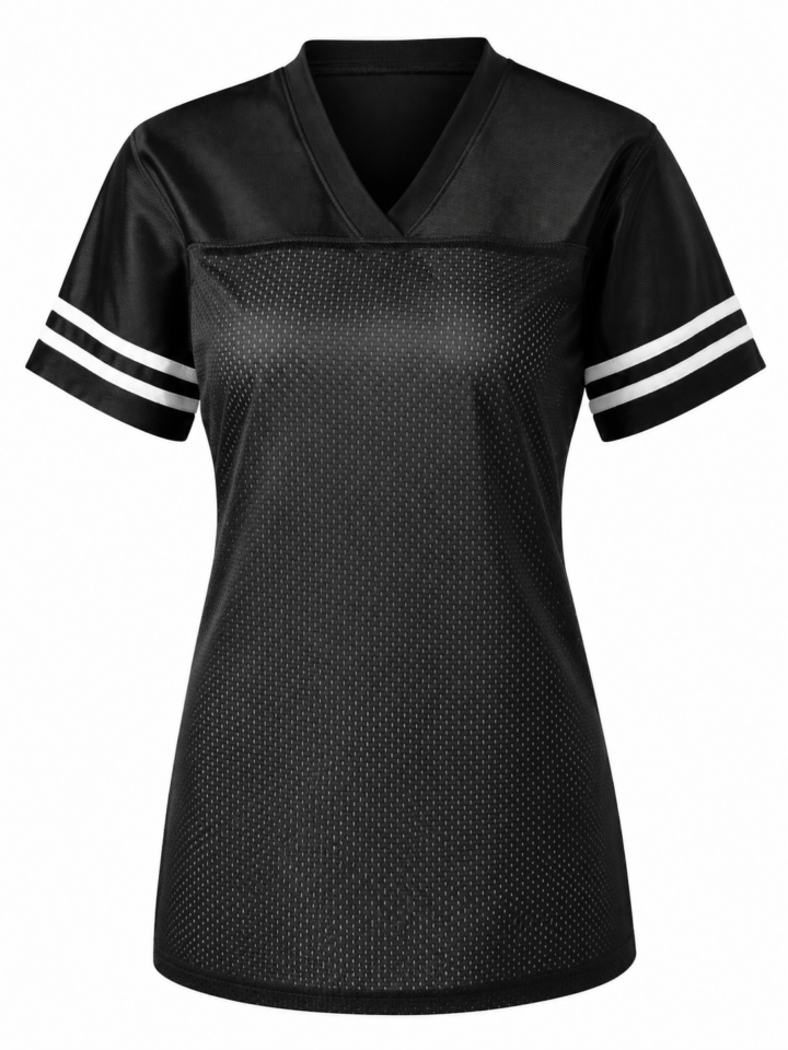 Black Mesh Short-Sleeve T-Shirt with V-Neck (Athletic Style)
