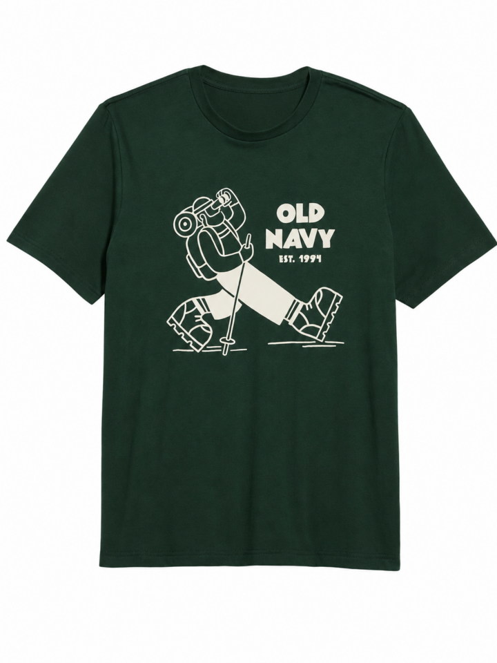 Dark Green Hiker Graphic Crew Neck T-Shirt