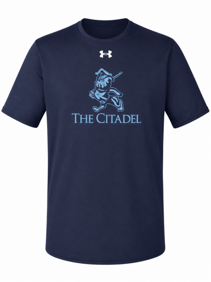 Navy Blue Graphic Crew Neck T-Shirt with Mascot Print