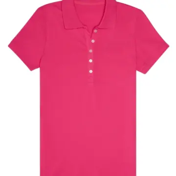 Pink Short-Sleeve Polo Shirt with Ribbed Cuffs
