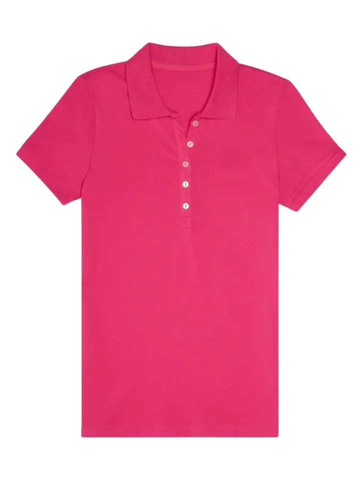 Pink Short-Sleeve Polo Shirt with Ribbed Cuffs