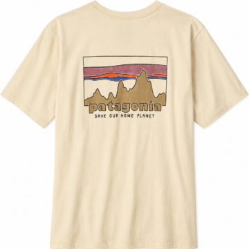 Light Beige Relaxed Fit T-Shirt with Mountain Graphic