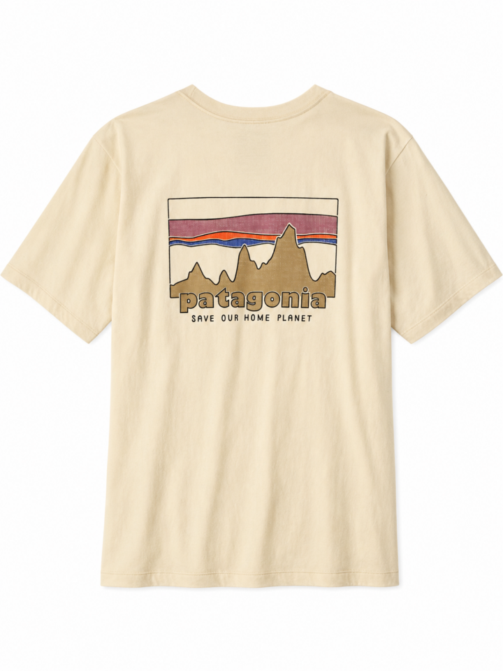 Light Beige Relaxed Fit T-Shirt with Mountain Graphic