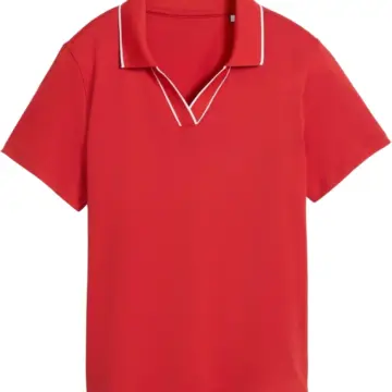 Red Short-Sleeve Polo Shirt with Ribbed Collar
