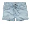 Light Wash Straight Fit Lace-Up Denim Shorts