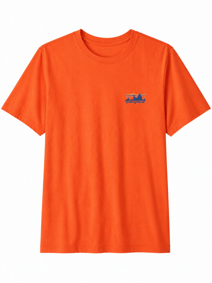 Bright Orange Crew Neck T-Shirt with Small Chest Logo