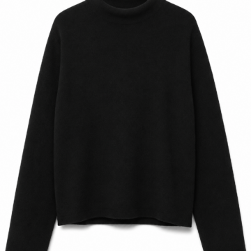 Black Mock Neck Relaxed Pullover Top