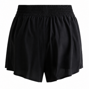 Black Smocked Waist Shorts with Side Slits