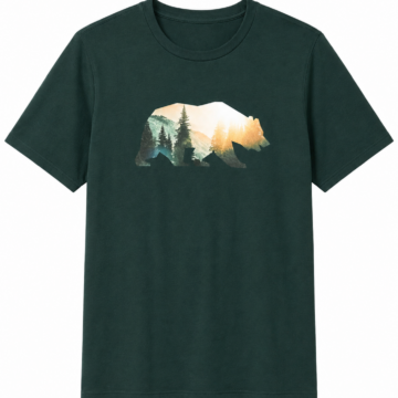 Forest Green Mountain Silhouette Crew Neck T-Shirt