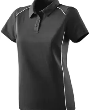 Dark Gray Women's Polo Shirt with White Piping