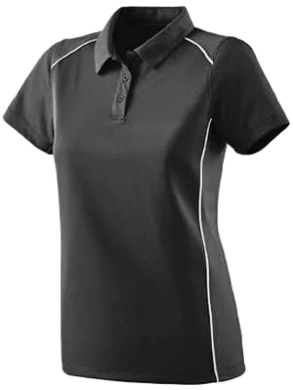 Dark Gray Women's Polo Shirt with White Piping