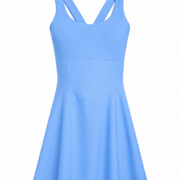 Light Blue Sleeveless Fit-and-Flare Knit Dress