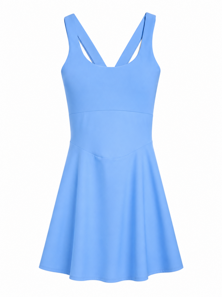 Light Blue Sleeveless Fit-and-Flare Knit Dress