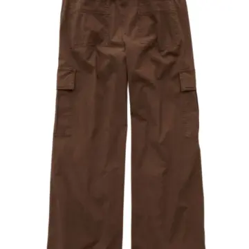 Brown Wide-Leg Cargo Pants with Elastic Waistband