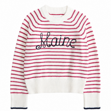 White Red Striped Boxy Sweater