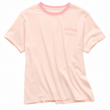 Light Pink Relaxed Fit T-Shirt with Contrast Collar