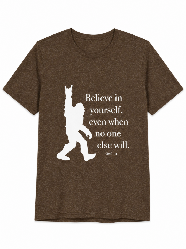 Heather Brown Bigfoot Graphic Crew Neck T-Shirt
