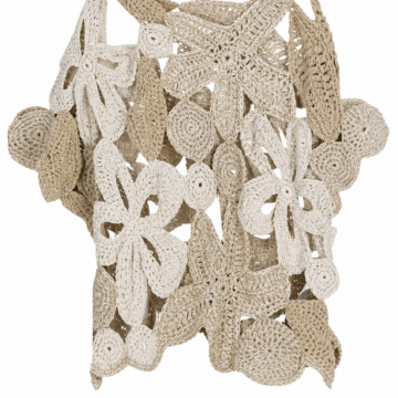 Cream and Beige Crochet Two-Tone Boxy Top