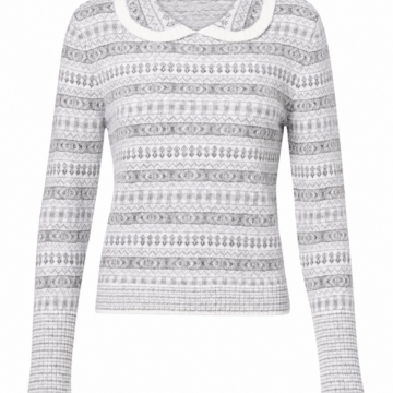Light Grey Heathered Jacquard Knit Top