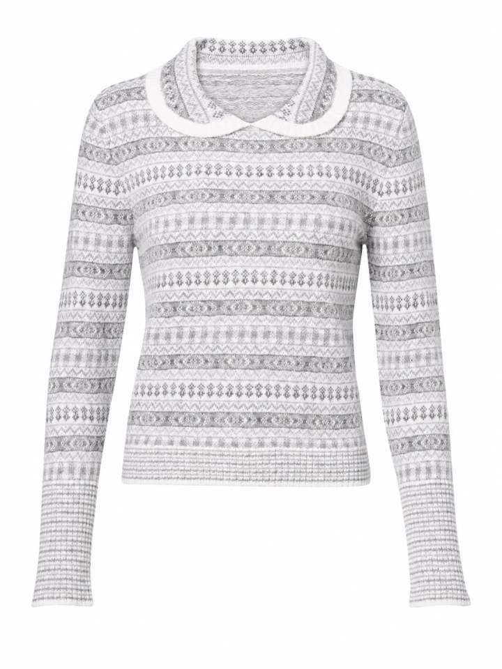 Light Grey Heathered Jacquard Knit Top
