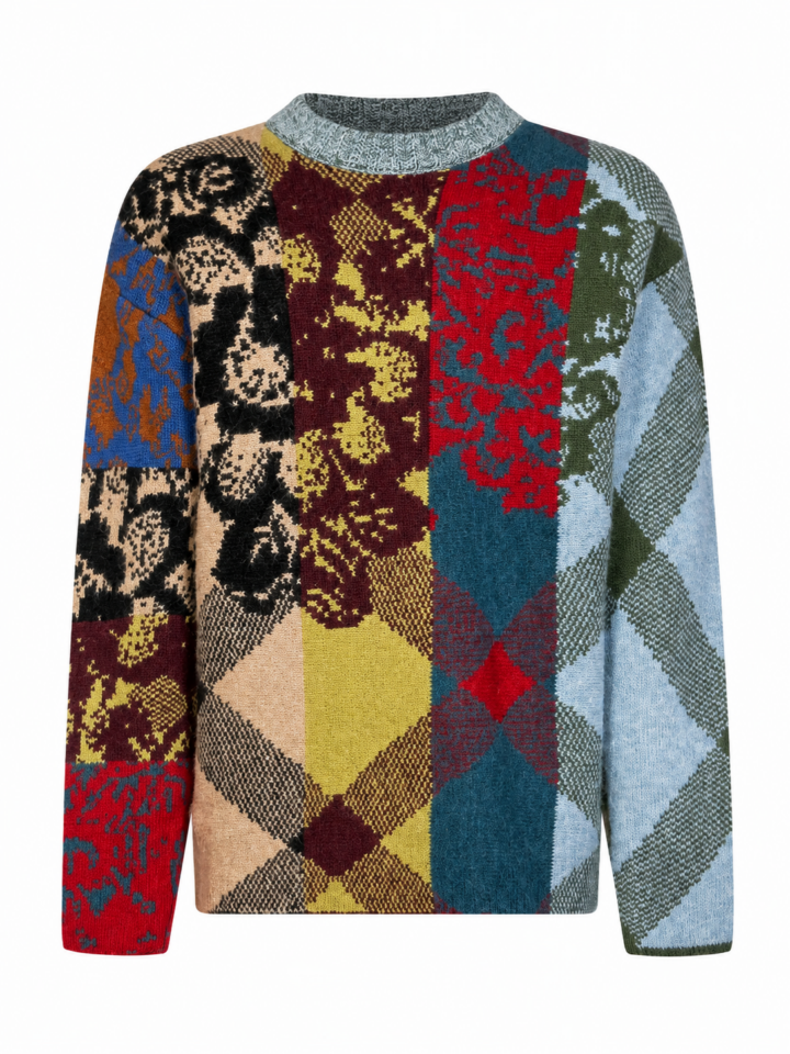 Multicolor Argyle Patchwork Sweater
