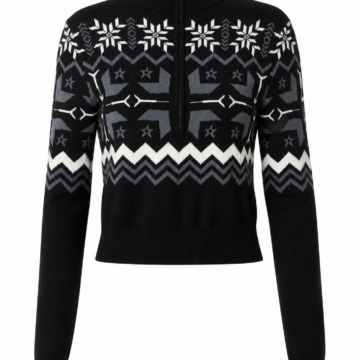 Black Geometric Print Mock Neck Sweater