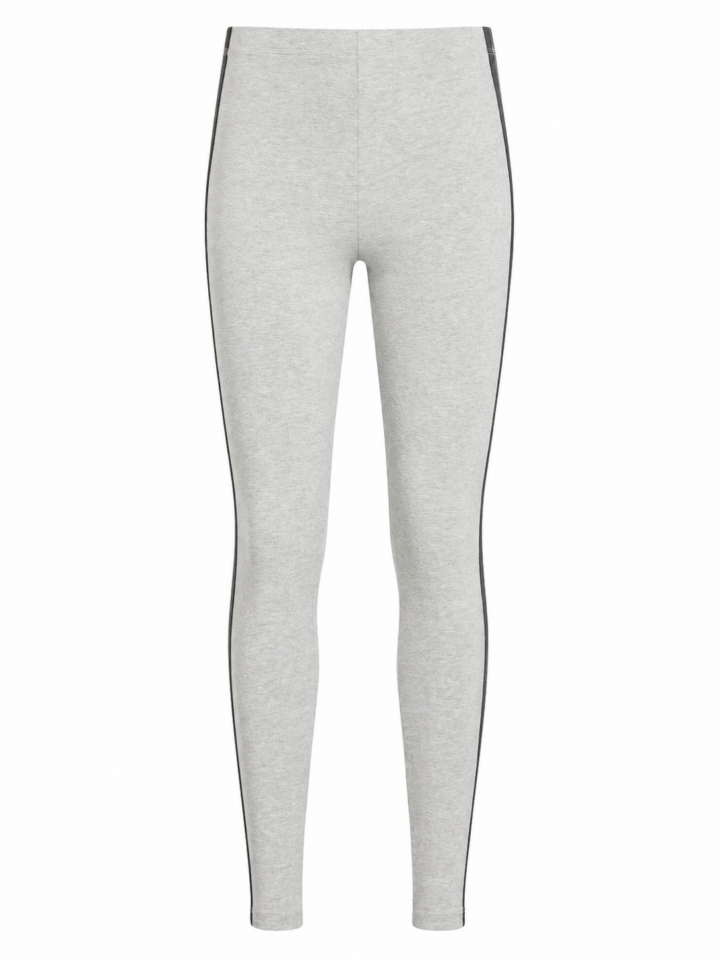 Light Heather Gray High-Waist Leggings with Contrast Piping